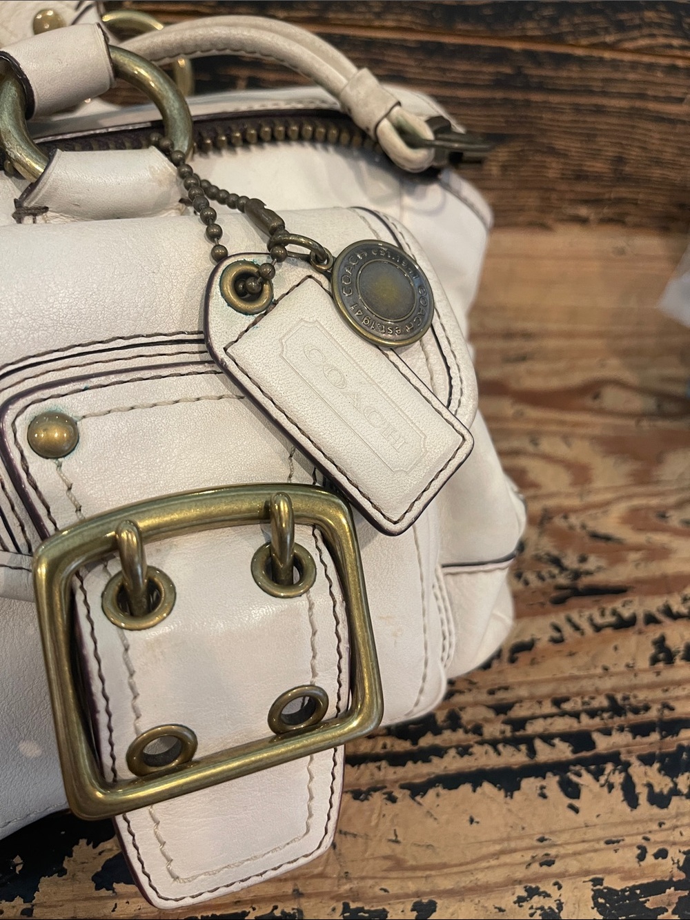 Coach Ltd Ed. 65th Anniversary white leather Mandy Courier Satchel 10330 Bag - Picture 6 of 12